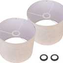 Drum Lamp Shades Set of 2, Beige Linen Lampshade Replacement 11" Top x 11" Bottom x 8.85" High, Easy to Aassemble
