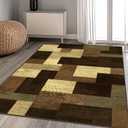 Modern Geometric Patchwork Indoor Taupe Area Rug for Living Room, 9 X 12 Feet