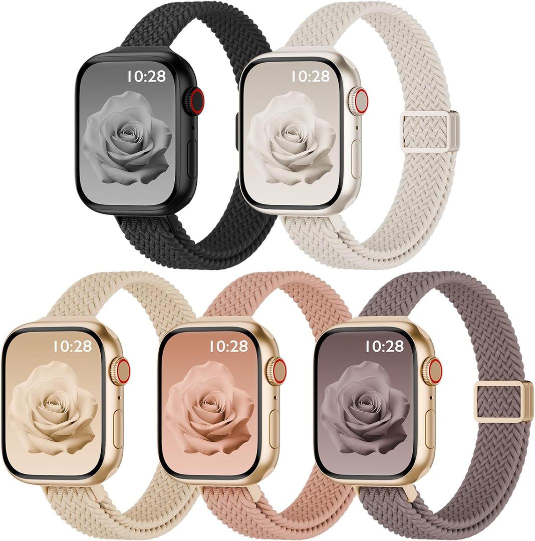 Slim Magnetic Braided Compatible with Apple Watch Bands 42mm 41mm 40mm 38mm 46mm 45mm 44mm 49mm Women Men, Stretchy Solo Loop Nylon Sport Strap for iWatch Series 11 10 9 8 SE 7 6 5 4 Ultra 3 2 1