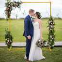 Wokceer Backdrop Stand Square Wedding Arch 6.6FT x 5.2FT Gold Metal Balloon Arch Backdrop Stand for Wedding Ceremony Birthday Party Baby Shower Photo Booth Background Decor