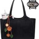 LOVEVOOK Tote Bag for Women, Leather Vintage Work Bag with 40oz Cup Holder,Nurse Teacher Shoulder Bag,Roomy,6 Pockets