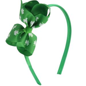St Patrick's Day Headband Green Clover Headband Bow Shamrock Headband St Patricks Day Decor Luck Hair Hoop Boppers for Costume Accessory Party Favor