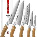 HEZHEN Chef Knife Set, 5 Pieces, 67 Layers Damascus Steel Kitchen Knife Set, ltra-sharp Blade, Professional Knife Sets for Chefs and Home Cooking, Linen Micarta Handle, Gift Packing