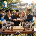 Glenmal 12 Pcs Grad Cap Picture Holders 4.53 Inches Resin Metal Graduation Picture Holders for Tables Centerpieces Grad Cap Photo Table Number Card Stands for Class of 2026 Graduation Party Supplies