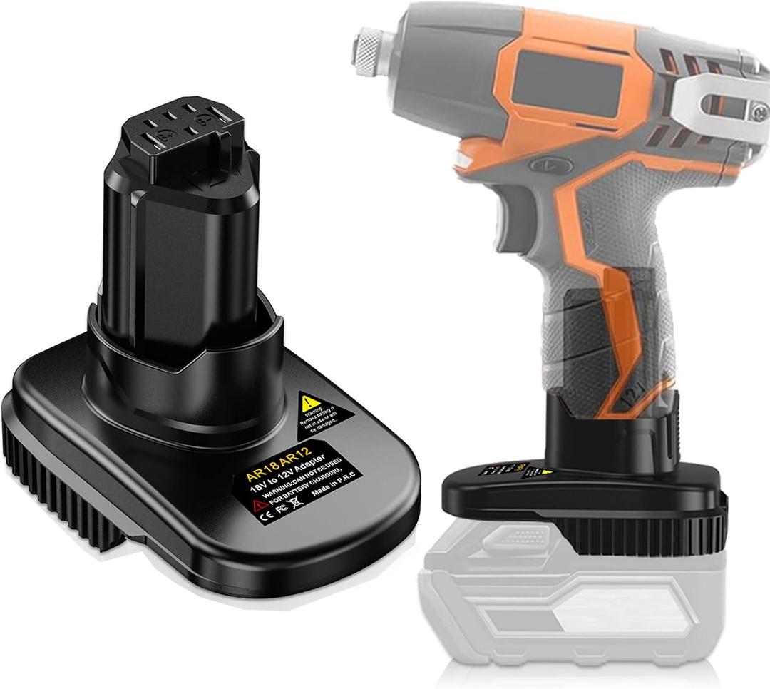 Adapter for Ridgid AEG 18V to 12V Battery Tools, for Ridgid 18V Batteries Use for Ridgid 12V Power Tools (Adapter Only)
