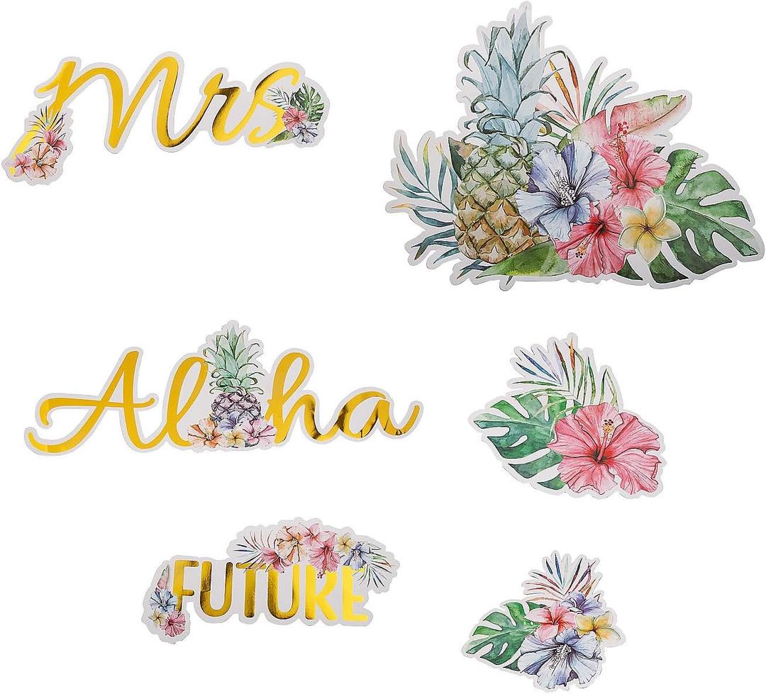 Fun Express Elevated Luau Bridal Shower Wall Cutouts - 6 Pieces
