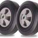 (2-Pack) AR-PRO 10" x 2.5" Flat Free Solid Rubber Tires and Wheel - 10 inch Solid Wheels with 5/8" Axles and 2.25 Offset Hub - Replacement Wheels for Hand Trucks Dolly and Wheelbarrows
