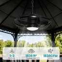 Solar Ceiling Fan Waterproof, 20'' Outdoor Ceiling Fan with Light & Battery, Solar Powered Fans Metal Caged Design for Gazebo, Patios, Pergola, Porch