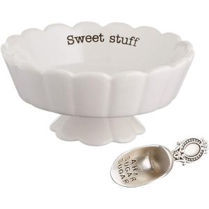 Mud Pie 4881012S Candy Dish "Sweet Stuff" with Scoop, White