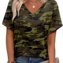 Alaroo Womens Summer Tops 2025 V Neck Short Sleeve Shirts Trendy Dressy Casual Vacation Outfits Printed, Small