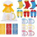 Capoda 6 Sets Employee Appreciation Gifts Bulk Inspirational Thank You Staff Mug Gift Set 12 oz Staff Inspirational Mugs Socks Thank You Tags Ribbons Cellophane Bags for Team Teacher Coworker
