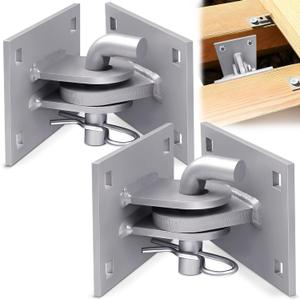 Dock Side Floating Dock Hardware Heavy Duty Dock Hinge Kit, Marine-Grade Galvanized Steel T-Style Corner Brackets, 4x4 Inch Backer Plate, Male Female Connector Set for Floating Ramps 2 Pack
