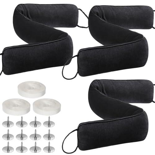 Qunclay 3 Pcs Weighted Under Door Draft Stopper 36 x 4 Inches Door Sound Blocker Sound Proof Draft Guard for Bottom of Wind Noise Air Reducer(Black)