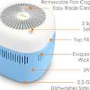 Crane Evaporative Humidifier With Wick Filter, Dishwasher Safe Tank, UV Light, Invisible Mist Evaporative Humidifiers for Bedroom, Nursery, Office, Easy Clean Humidifier 1.9L Tank, Up To 250 SQ FT