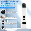 Cat Nail - Safe Cut Cat Nail Trimmer with Three Grinding Heads, Pet Nail Clippers with Light, Two Adjustable with 360 Grinding Settings, Ultra-Quiet, for All Cats  Dogs (White)