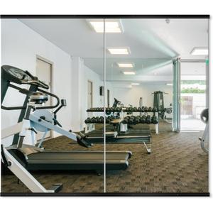 Delma Home Gym Mirror, 48''x28''x2PCS Black Wall Mounted Large Frameless Tempered Glass Wall Mirror for Home Gym, Garage, Bedroom, Bathroom