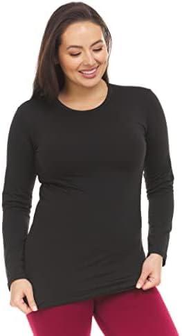 Thermajane Long Sleeve Thermal Shirts for Women Cold Weather, Womens Thermal Underwear Tops, Base Layer Women Thermal (Black, 2X-Large)