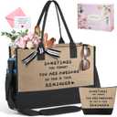 2 x Birthday Retirement Gifts for Women Personalized Gifts for Friend Sister Bridesmaid Teacher Jute Tote Bag and Makeup Bag (Sometime)