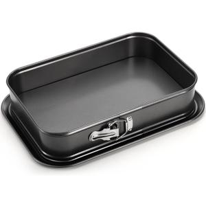 SOUJOY Springform Cake Pan, Non-stick Cheesecake Pan, 14 x 9 Inch Large Rectangle Cake Pan with Removable Bottom, Ice Cream Cake Bakeware, Black
