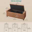 SONGMICS Storage Ottoman, Storage Chest Bench with Legs, End of Bed Bench with Safety Hinges, Pull Tab, for Living Room, Bedroom, 19.7 x 47.6 x 16.5 Inches, Synthetic Leather, Coffee Brown ULOM521KQ01