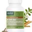 Upbe Ashwagandha Supplements for Women & Men - KSM-66® with Bacopa & Milk Thistle, 60 Vegan Capsules - Stress Relief, Mood, Cortisol Support, Extra Strength Ashwagandha Capsules (EXP: 07/2027)