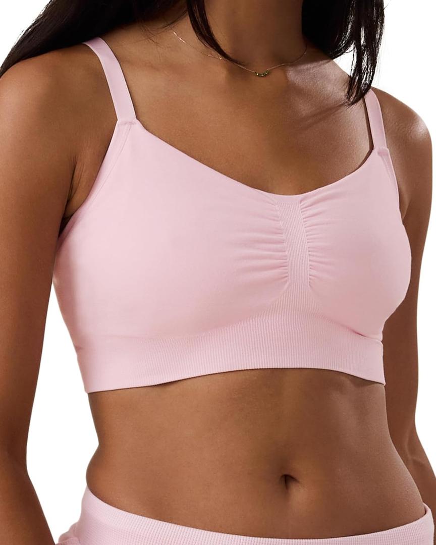 Kindred Bravely Sublime Sleep Pumping Bra Hands Free, Adjustable Pumping & Nursing Bra with EasyClip for All Breast Pumps (Pale Pink, Small Busty)