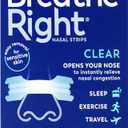 Breathe Right Nasal Strips | Extra Strength | Clear | For Sensitive Skin I DrugFree Snoring Solution & Nasal Congestion Relief Caused by Colds & Allergies | 44 Count