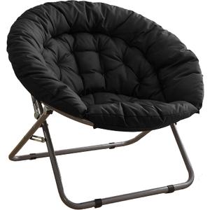 Urban Lifestyle Oversized Polycanvas Foldable Saucer Chair, Black, 37" L x 30" W x 30" D