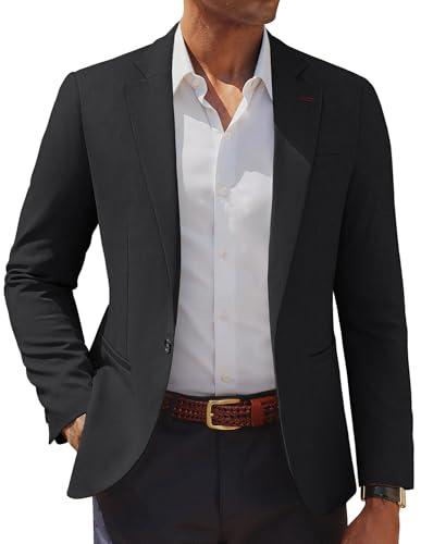 PJ PAUL JONES Mens Blazer One Button Solid Sport Coat Casual Notch Lapel Fashion Suit Jacket Black M