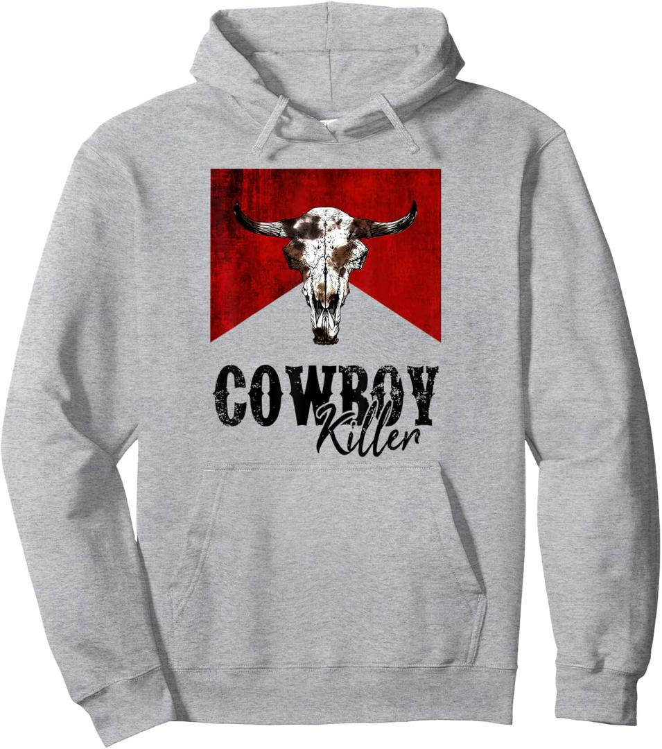 Funny Western Cowgirl vintage Cowboy Killers for girl Pullover Hoodie (Gray, L)