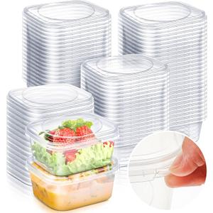 50 Pack 8 oz Tamper Proof Clear Deli Containers with Lid Disposable Square Plastic Deli Sandwich Tiramisu Airtight Meal Container for Refrigerator Dishwasher Microwave Take out Kitchen