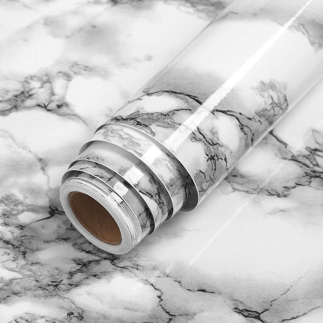 LACHEERY 24"x160" Faux Marble Contact Paper Peel and Stick Wallpaper Decorative Gray Marble Adhesive Film for Cabinets Backsplash Shelf Liner Dresser Furniture Removable Granite Countertops Sticker
