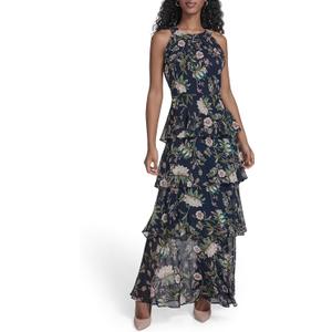 Tommy Hilfiger Women's Sleeveless Halter Neck Tiered Skirt Maxi Dress, 10