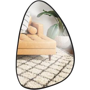 Mirrorize Irregular Asymmetrical Modern Abstract Wall Mirror Decor for Living Room Bathroom Bedroom Entryway 19"X27" (Black Shape -5)