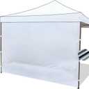 10x10 Canopy Sidewalls with Silver Coating UPF50+ Shelter Sunwall Waterproof Canopy Shade Wall Instant Canopy Side Wall for Outdoor Pop up CanopiesTent and Vendor Tent, Silver Coated White
