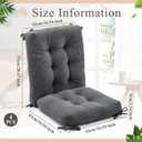 Juexica 4 Set Outdoor Patio Chair Cushions Corduroy Seat High Back Tufted Pillow Replacement Rocking Patio Chair Pads for Outdoor Indoor Home Office(Dark Gray), 20.47 x 20.47 x 3.54 inches