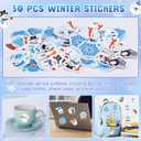 Capoda 86 Pcs Winter Party Favors Birthday Supplies 12 Snowflake Drawstring Bags 12 Silicone Bracelets 12 Keychains 50 Stickers for Christmas Winter Party Supplies Holiday Gifts Goodie Bag Stuffers