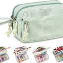 Bluboon Big Capacity Pencil Case Pencil Pouch Pen Case School Supplies Cute Pencil Box Pencil Bag for Teen Girls Boys Women Man (Green White Stripes)