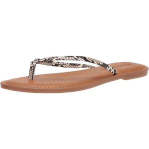 Amazon Essentials Women's Thong Sandal (13 Wide, Black White Snake Print)