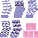 Ithmahco Mothers Day Fuzzy Slipper Socks Gifts for Women Mom, 5 Pairs Fluffy Socks & Gift Card for Sisters Friends Her (Purple)