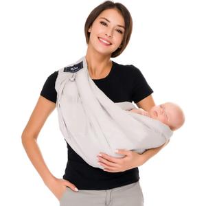 Baby Carrier by Cuby, Natural Cotton Baby Wraps Sling Baby Holder Extra Comfortable for Easy Wearing Carrying for Newborn, Soft and Adjustable Newborn and Toddler Carrier Slings (Light Gray)