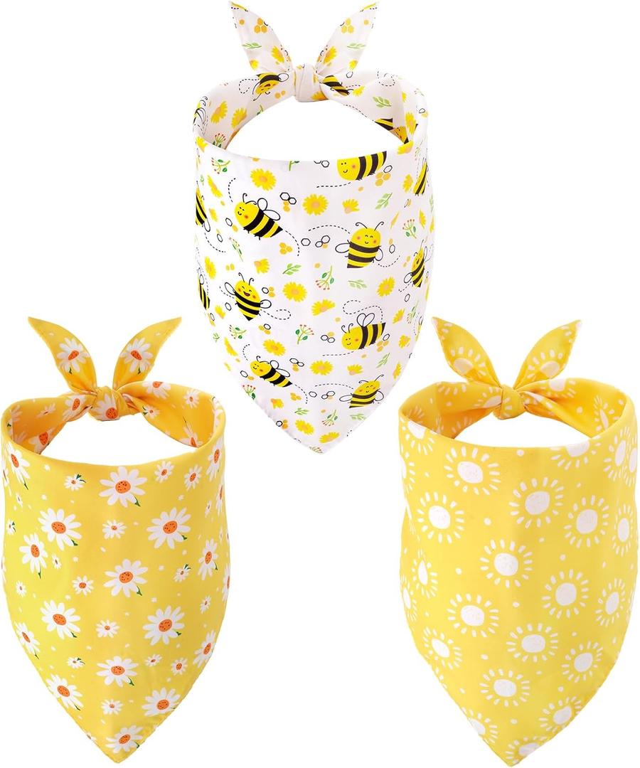 3Pcs Spring Summer Dog Bandanas Reversible Dog Holiday Scarf Adjustable Triangle Pet Bandanas for Medium Large Puppy Pet Decorations