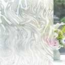 Frosted Glass Window Privacy Film with Ripple Texture, Decorative Static Cling Removable Covering, UV Blocking Frosting Film for Home Office Bedroom Door, Clear, 17.5 x 78.7 Inches