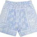 Mens Running Quick-Dry Mesh Gym Shorts with Paisley Design Lightweight Athletic Casual Shorts,Pockets for Outdoor (Blue, XS)