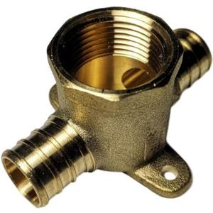 1 Piece XFITTING 3/4'' Pex x 3/4'' Pex x 3/4'' Female Tee Drop Ear, Brass Crimp Fitting - Brass, Pex B 0.75''