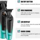 VGR Hair Clippers for Men & Hair Trimmer Set, Cordless Barber Combo with LED Display, Ceramic & Titanium Blades, 7000RPM, Type-C Rechargeable, Home & Professional Hair Cutting Kit, V-196 & 996(Green)