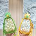 Cute Pineapple Plastic Water Bottle with Straw,600 ML Pineapple Shape Juice Cup with Adjustable Shoulder Strap,BPA Free Leakproof Drinking Bottle for Travel Outdoor Sports (Yellow)