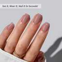 BTArtbox Press On Nails Short - Taro Nude Squoval Fall Press On Nails with Glue for Women, Opaque Soft Gel Glue On Nails in 15 Sizes - 30 Stick On Nails Kit, Clay Kiss