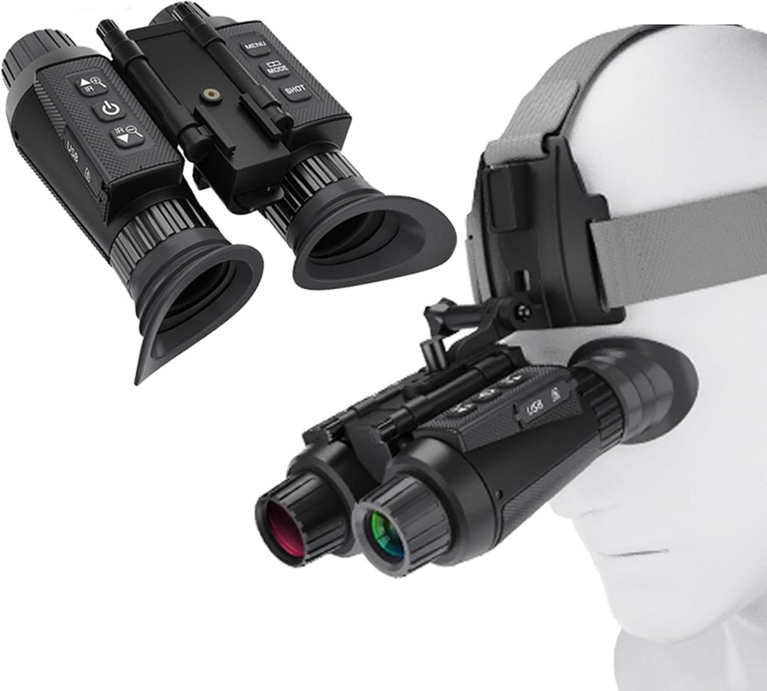 NV8300 Head-Mounted Night Vision Goggles for Adults, 4K 3D Visual Digital Night Vision Binocular with Head Strap and 32GB Memory Card, 7 Gear Infrared, 8X Digital Zoom