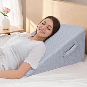 Bed Wedge Pillow for Sleeping, Adjustable Wedge Pillow Set for After Surgery, Elevated Triangle Pillow for Acid Reflux and Back Pain Relief, Post Surgery, Snoring, Back Support (Gray-02)
